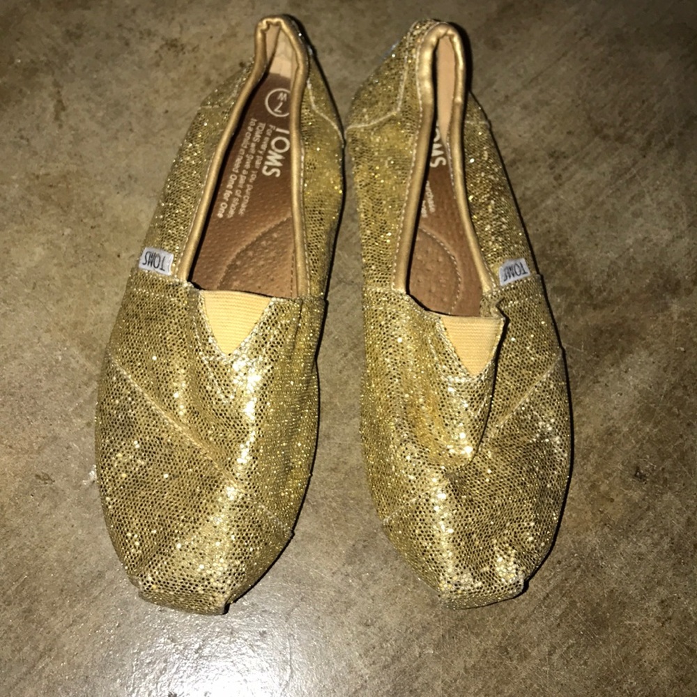 Toms Gold Glitter Shoes